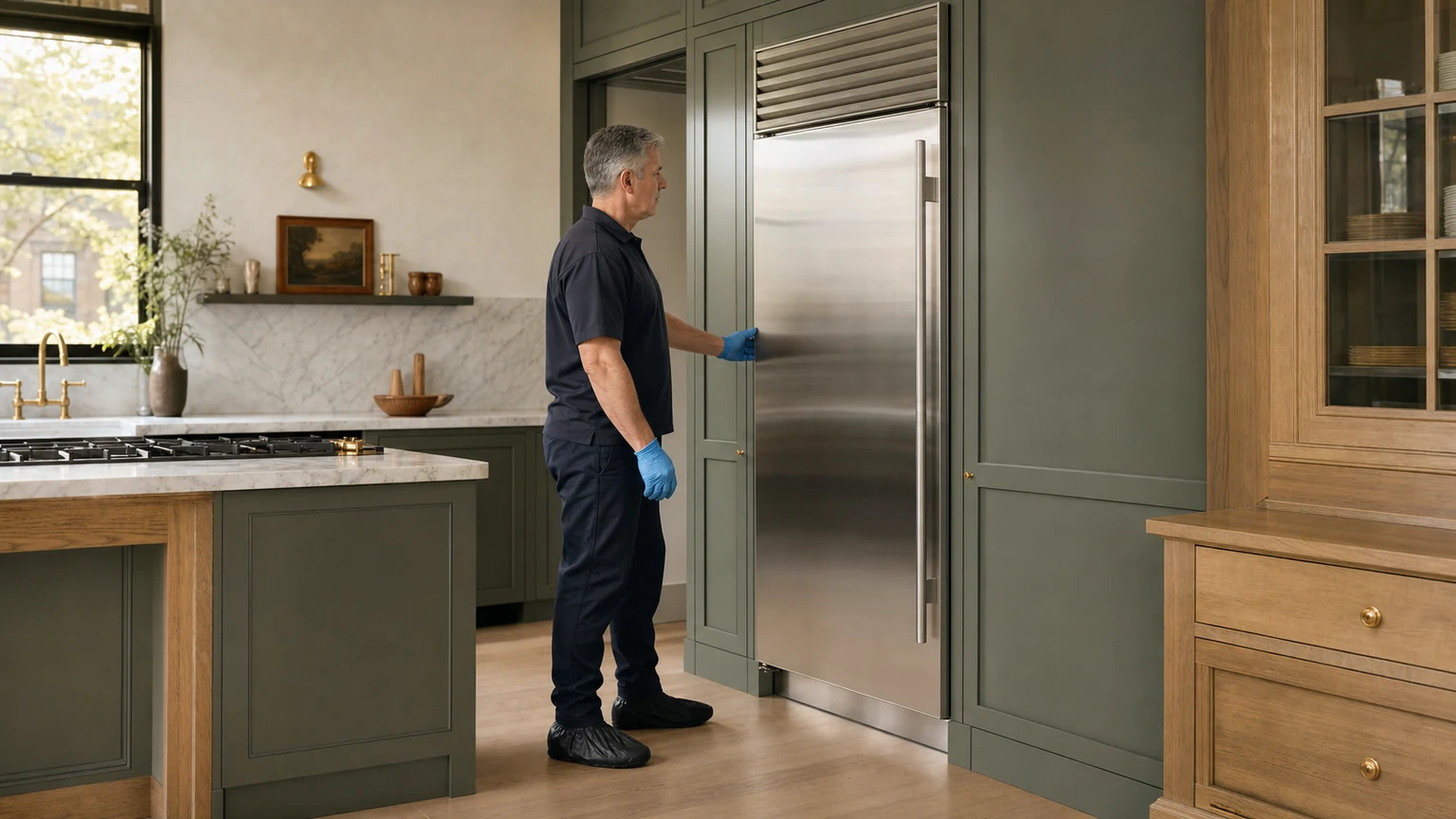 Built-in refrigerator diagnostic visit in the service area